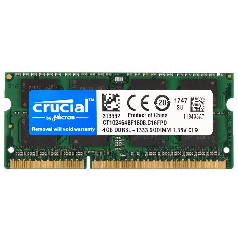 Crucial Laptop Memory RAM DDR3 DDR3L DDR2 2GB 4GB 8GB 1600 1866