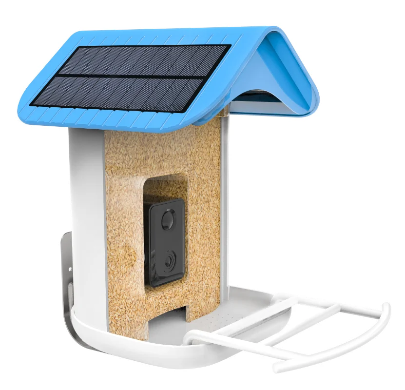 creative best gift smart bird feeder for children and parents with AI camera and solar panel