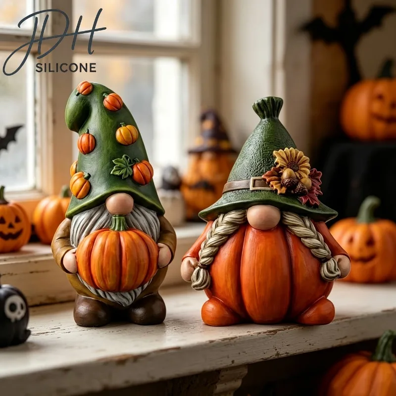 DIY Pumpkin Form Dwarf Silicone Mold Aroma Candle Plaster Resin Ornaments Gnome Mould Halloween Candle Making Supplies