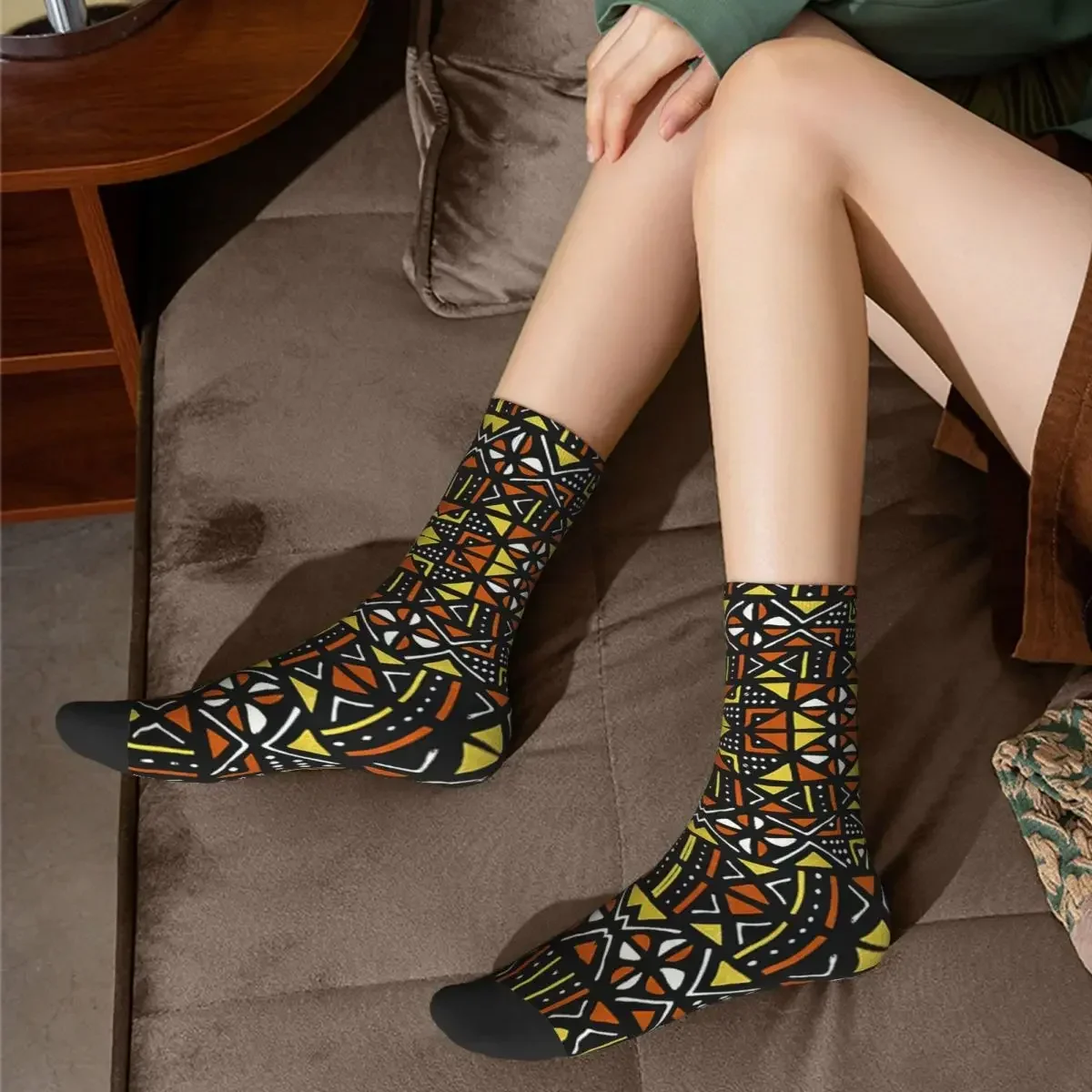 Calcetines con patrón de guardabarros Bogolan africano Harajuku, medias largas de alta calidad para todas las estaciones, Unisex, regalo de cumpleaños