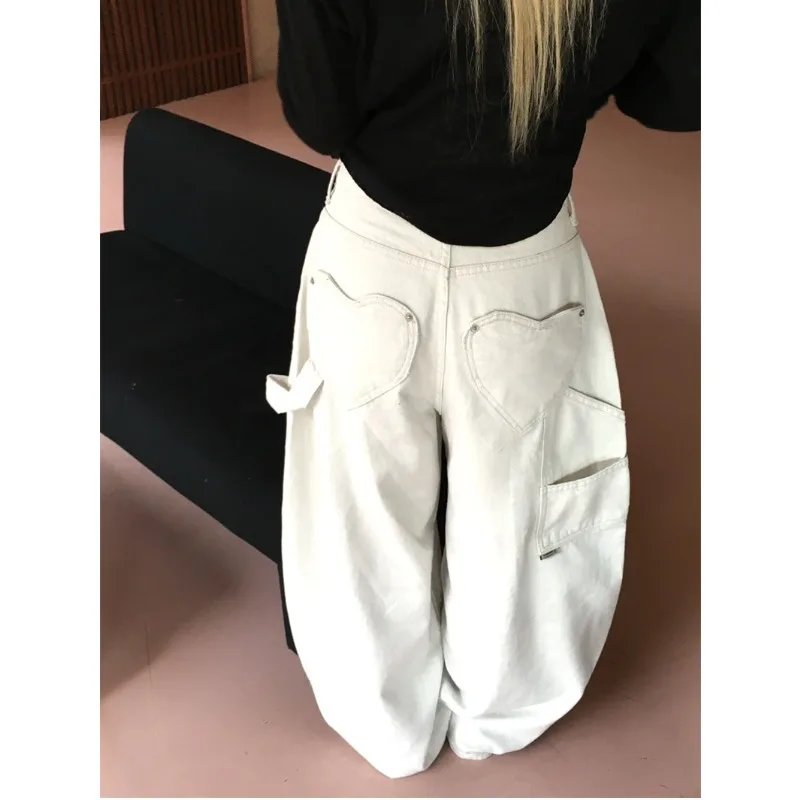 

Джинсы Red Button Workwear с карманом в форме сердца, свободные, широкие штанины, с высокой талией, повседневные, из хлопкового денима, для молодых женщин, весна-лето