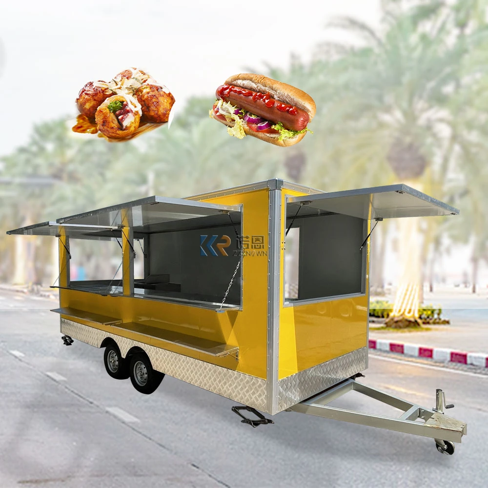 Concession Mobile Food Trailer With Kitchen Equipment Burger Snack Kebab Custom Food Cart Coffee Mobile Food Truck Van With DOT