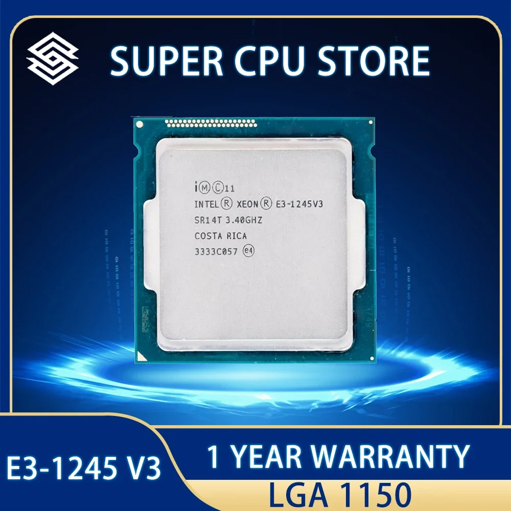 

Intel Xeon E3-1245 v3 E3 1245v3 E3 1245 v3 CPU Processor 8M 84W 3.4 GHz Quad-Core Eight-Thread LGA 1150