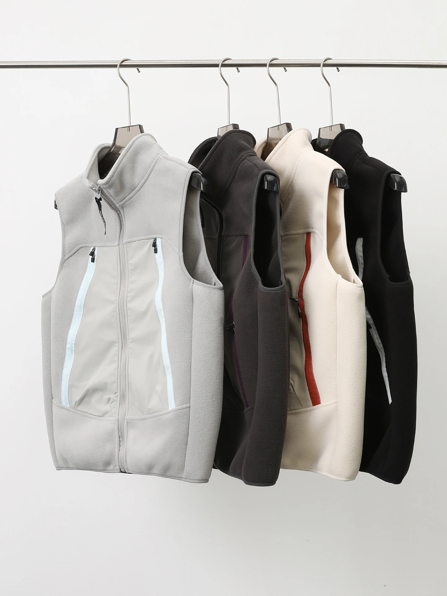 

Мужской уличный жилет из флиса с двойным слоем, воротником-стойкой, ветрозащитный, средний слой, из полиэфирного волокна