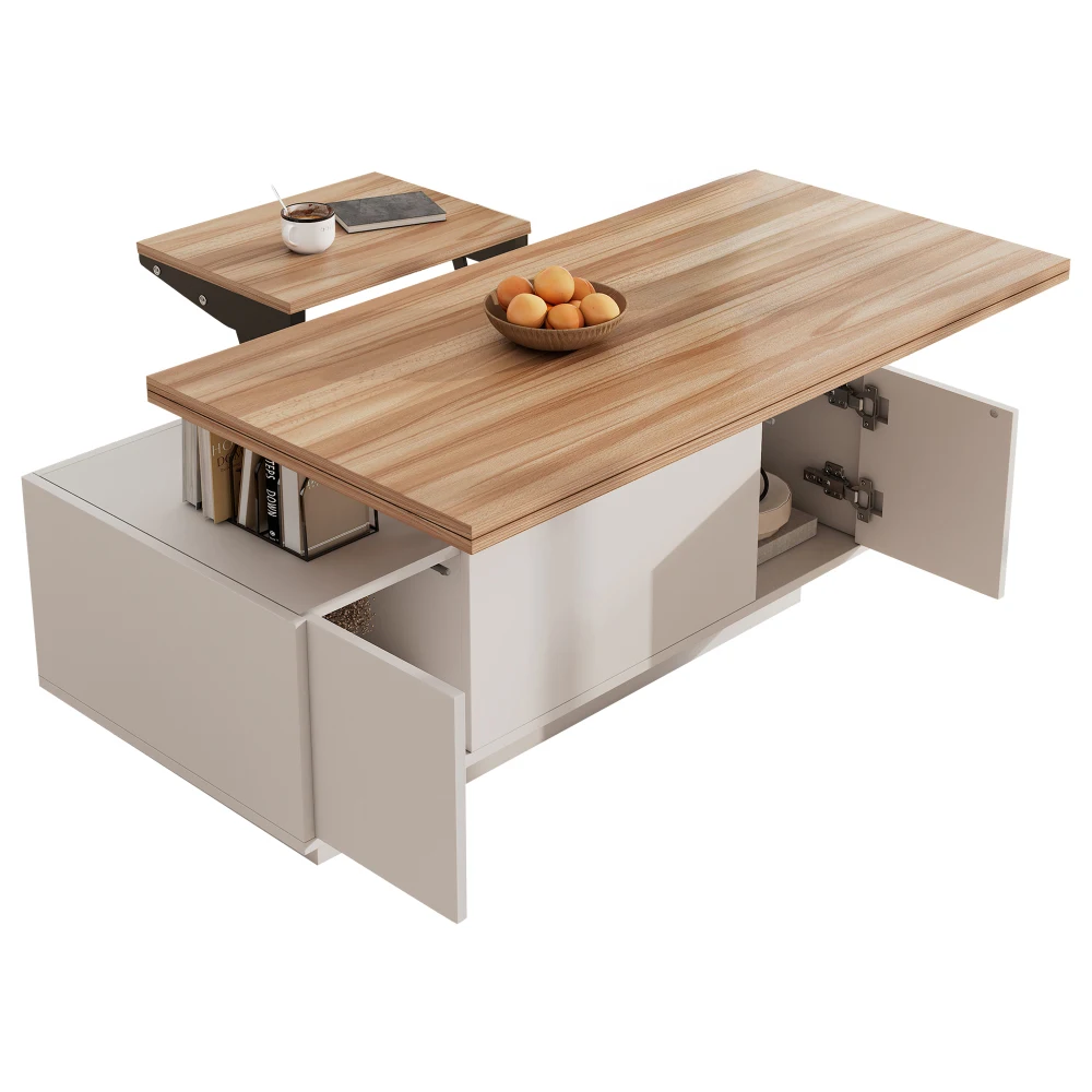 Moderner Couch-Couchtisch mit Dual-Lift-Mechanismus, versteckter Stauraum, Tragfähigkeit bis zu 50 kg, ideal für kleine Räume – Detail 23
