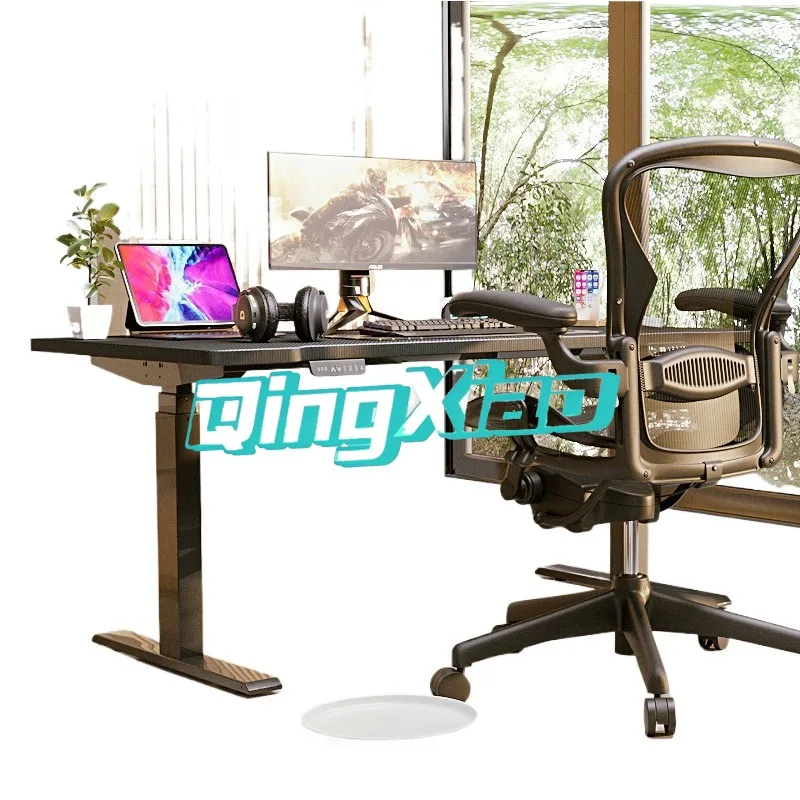 

Double Electric Electromechanical Competitive Lifting Table Adjustable Height Wood Frame Carbon Fiber Surface for Computer Desk