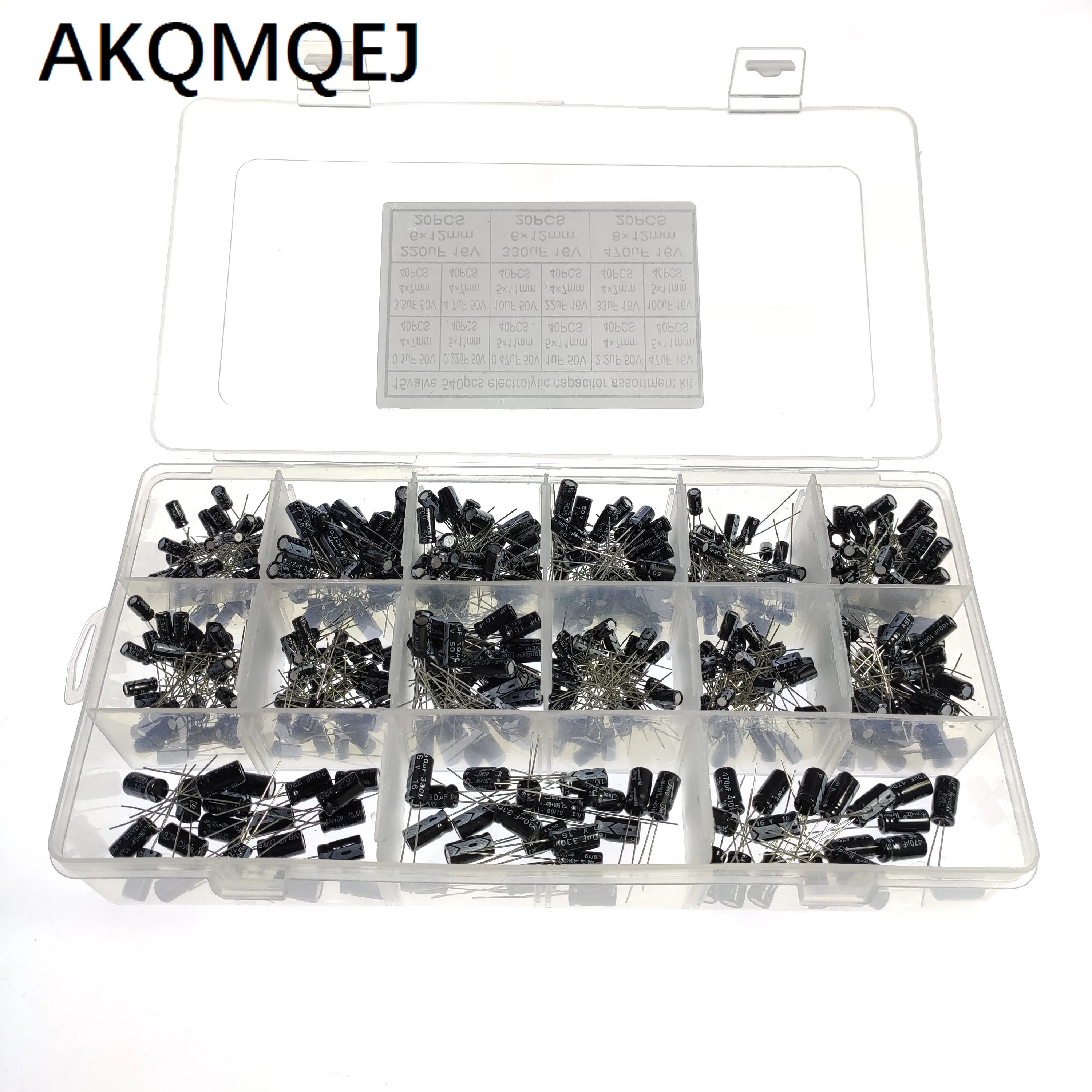 

15 models, common electrolytic capacitor set 0.1UF 50v-470UF 16v 6 * 12, 540 sample boxes