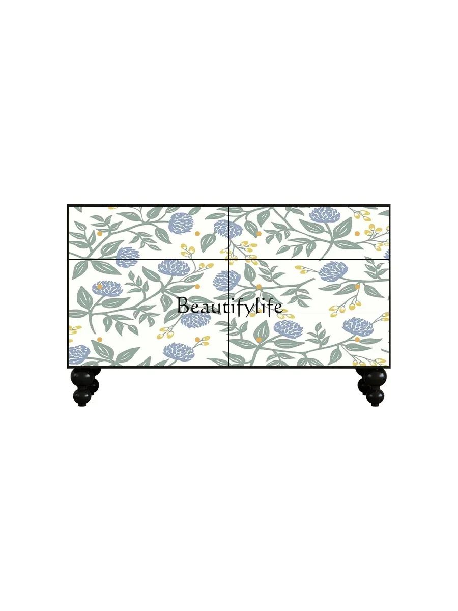 FG-French Cream Wind Multifunctional Storage Decorative Cabinet Entrance Solid Wood Six Bucket Cabinet