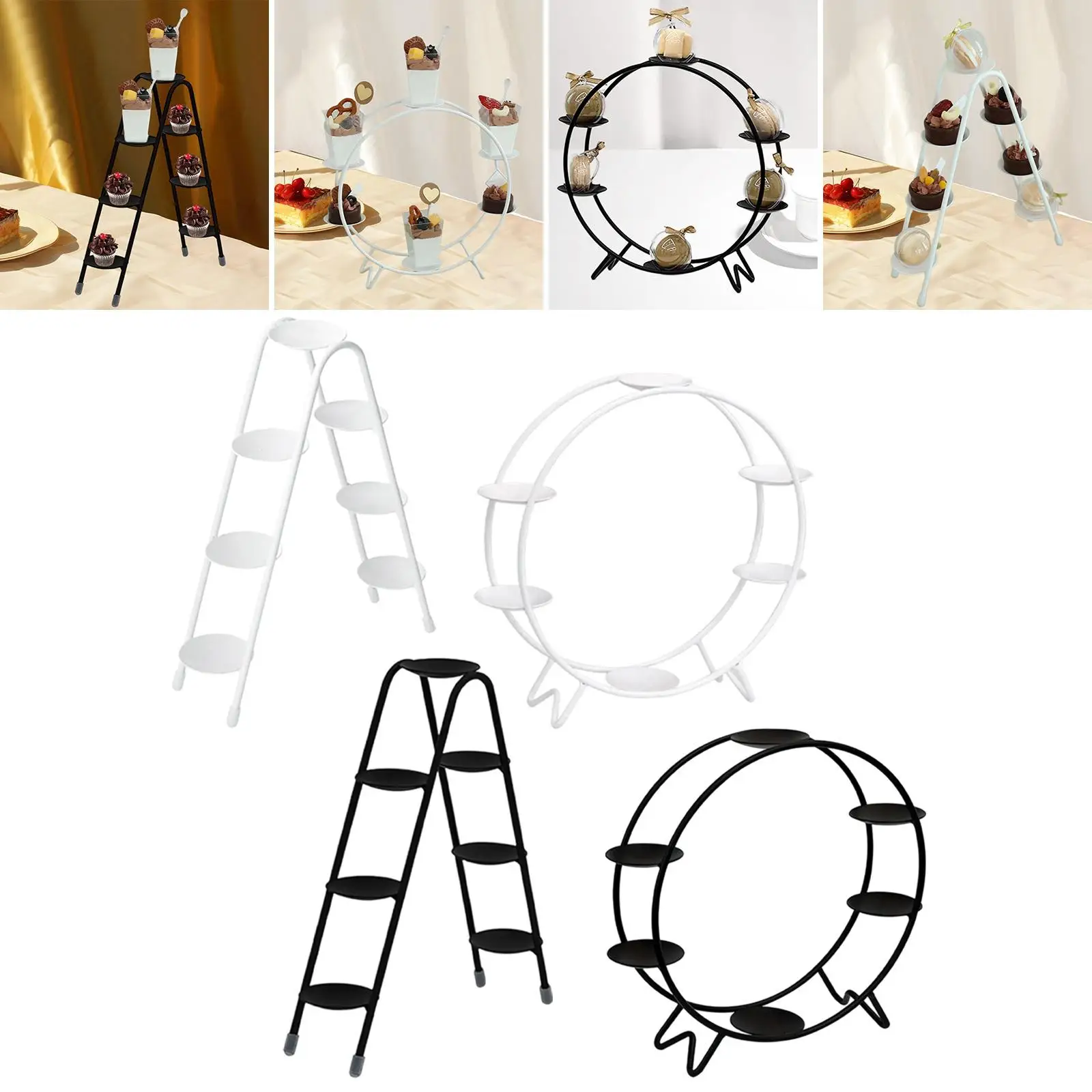 4 Tiers Cupcake Display Stand Pastry Holder Multifunction Serving Tray Tabletop Cake Stand for Wedding Party for Tea Party