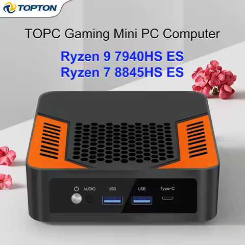 TOPC Mini PC AMD Ryzen 7 8845HS ES 7840HS ES Version USB4.0 Dual LAN 2xDDR5 PCIe4.0 Windows 11 Nuc Mini Gamer Computer WiFi6 New