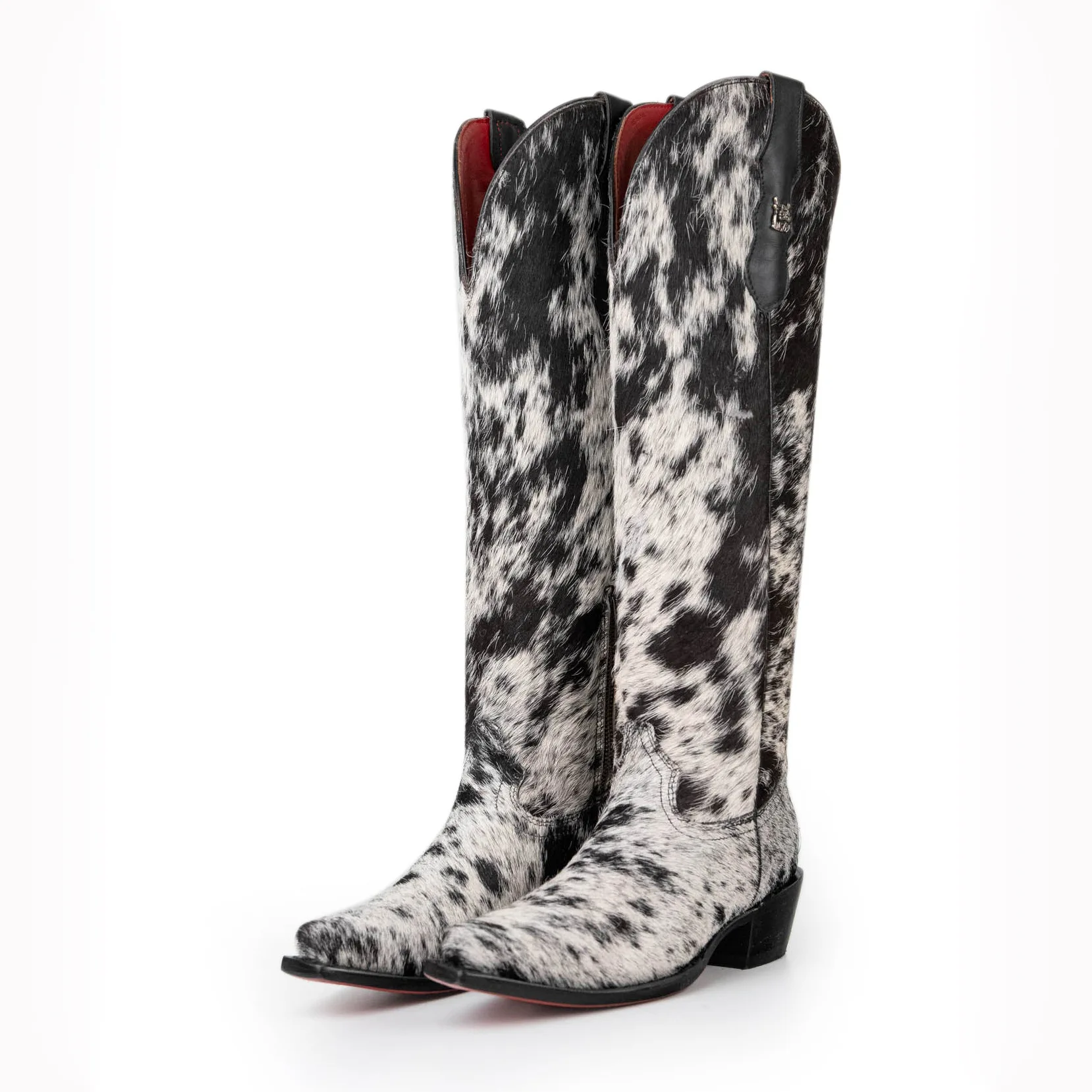Damen Cow-Print Kunstfell-Stiefel Überknielang Western Cowboy-Stiefel Retro Spitze Zehe Blockabsatz Hohe Cowgirl-Schuhe 2026 – Detail 7