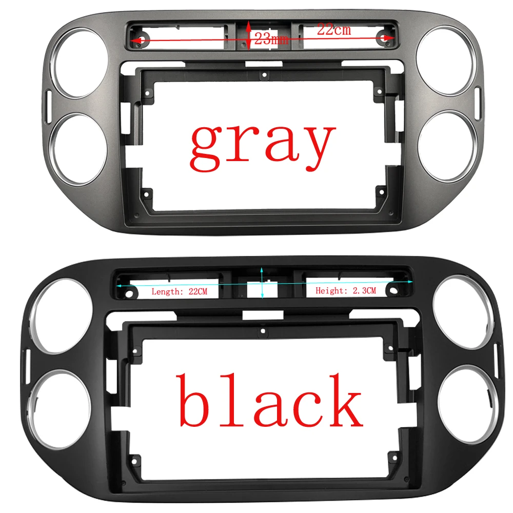 HAOCHEN-accesorio para coche, doble Din, 9 pulgadas, Audio, plástico, Fascia, Gps, Mp4, marco de Panel de Radio para VW Tiguan 2010 + Kit de tablero