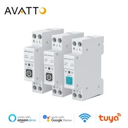 Автоматический выключатель AVATTO Tuya Wi-Fi ZigBee, умный автоматический выключатель с монитором мощности, 1P, 63 А, DIN-рейка, работает с Smart life, Alexa, Google home