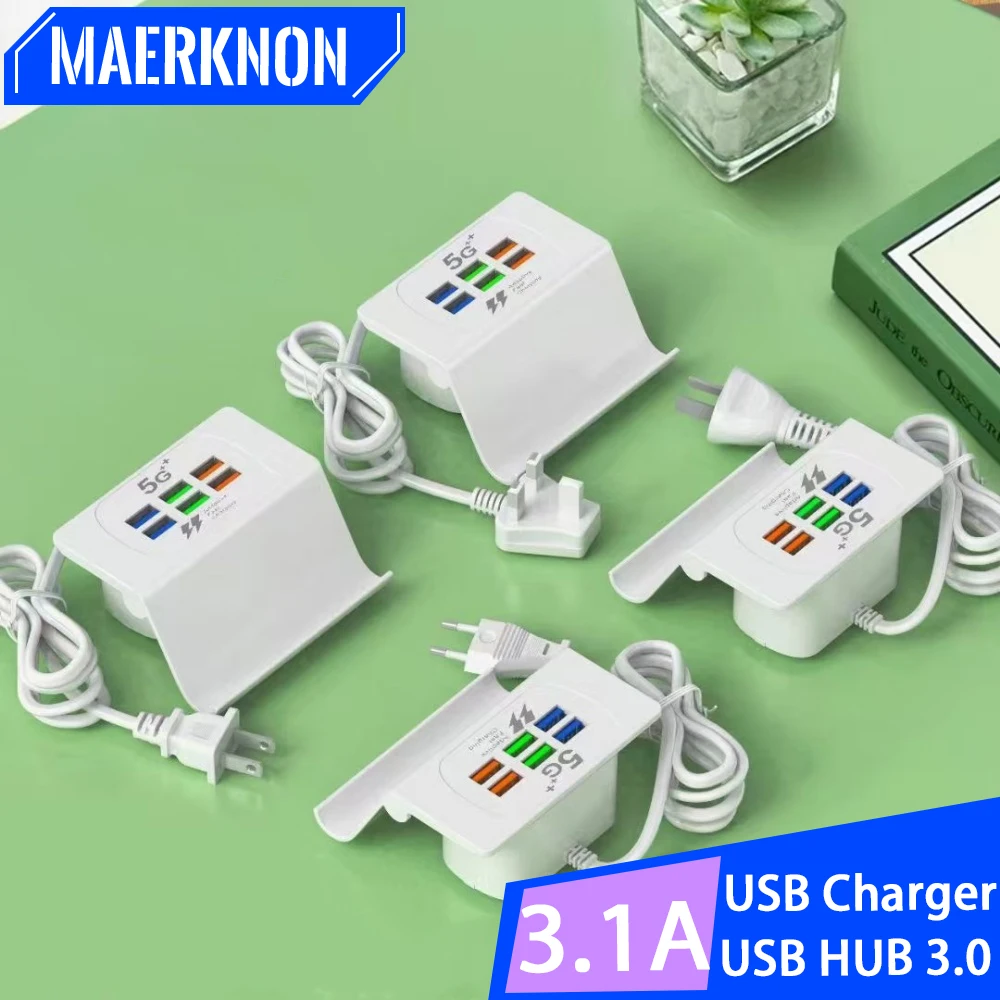 3.1A 5 Ports USB Type-C Charger USB 3.0 Wall Charger PD Fast Charging Phone Adapter For Mobile Phone Laptop Tablet EU US UK Plug