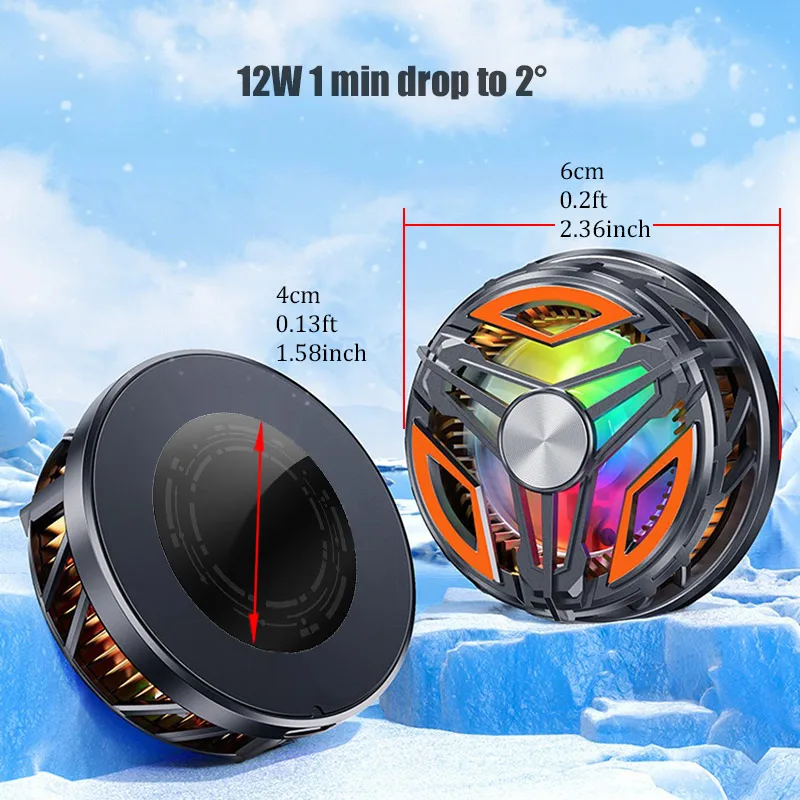 BFOLLOW 12W Mobile Phone Magnetic Cooler RGB Cooling Fan with Clip Radiator Mount for Gaming Live Streaming