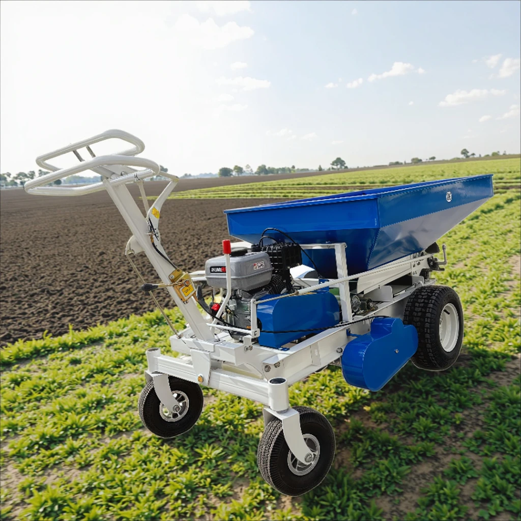 Espalhador de sal de disco duplo, espalhador de fertilizante automotor, espalhador de ração