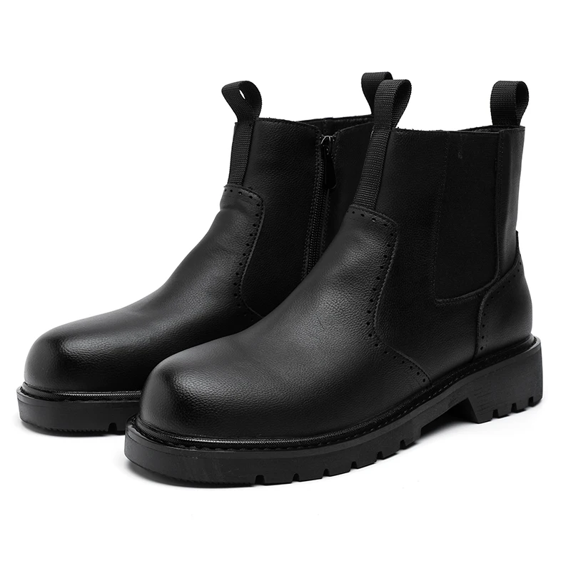 Fashion Trends Men's Side Zipper Chelsea Boots Genuine Leather Ankle Boots Man Business Shoes Elegantes Male High Top Footwear