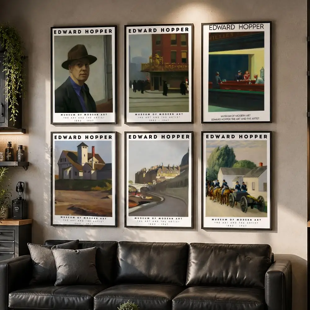 Famous E-Edward Hopper Poster HD Home Wall Stickers House Hallway Living Room Bedroom Bar Office Decor Art Prints