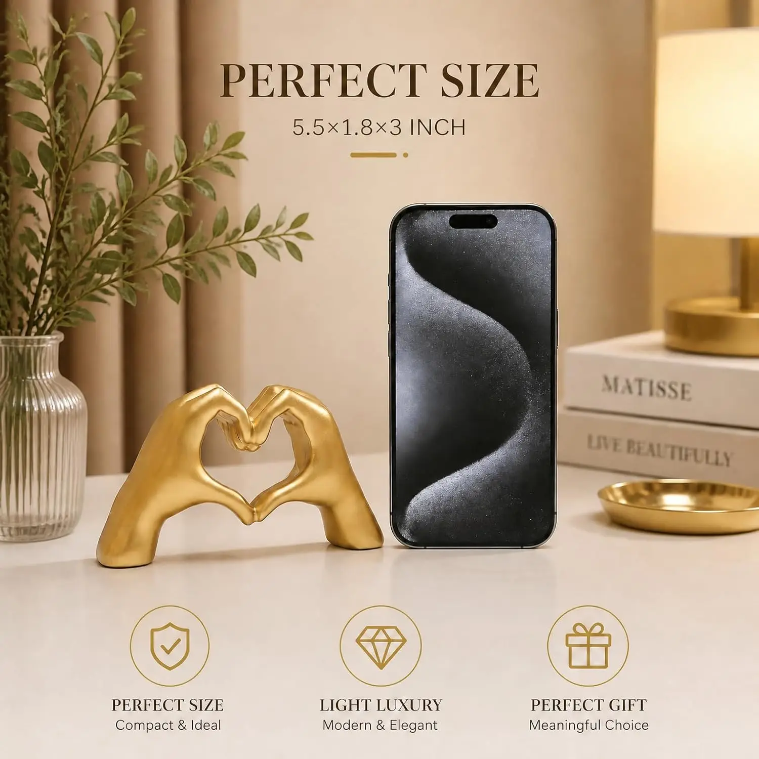 San Casa Hand-in-Hand 3D Sculpture,Modern Decor for Desk Shelf Bedroom OfficeGift for Wedding Birthday Father’s Day Housewarming