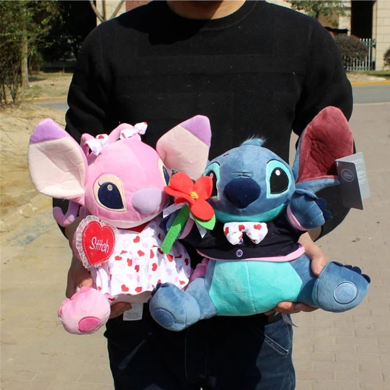 

28cm Disney Lilo & Stitch Plush Toys Stitch Angel Stuffed Dolls Anime Couple Figures Cute Girl Xmas Holiday Gift Soft Plush Doll