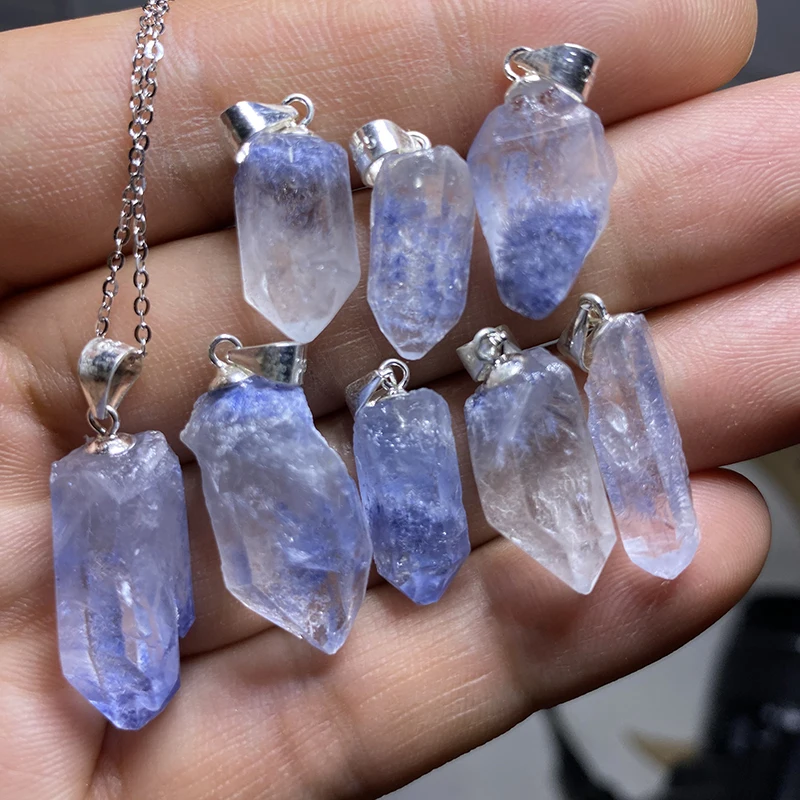 Unit One Piece Natural Blue Rutilated Dumortierite Gemstone Crystal Necklace Pendant For Gift