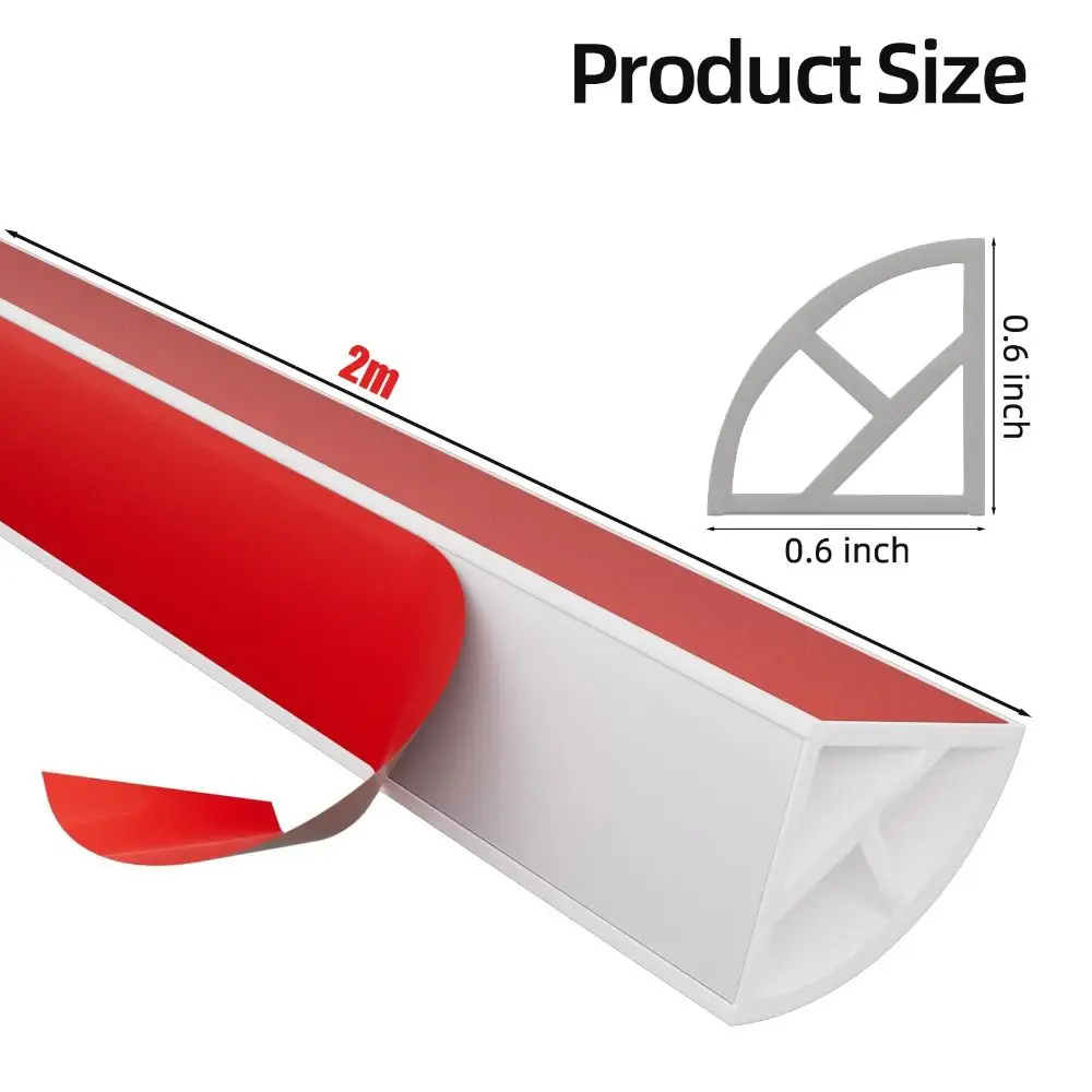 2M Peel and Stick Quarter Round Molding TPE Self-adhesive Water Blocking Strip Flexible Bendable Floor Shoe Molding Bathtub