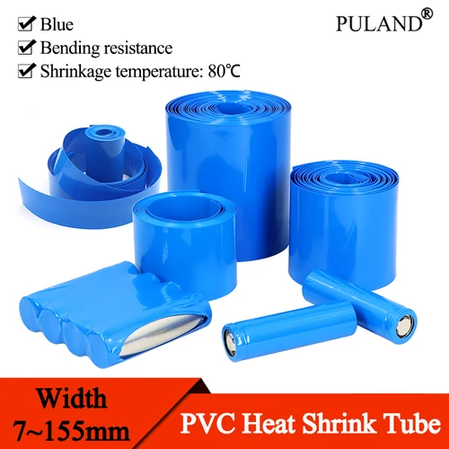 Imagen 1 del producto Tubo termorretráctil de PVC, 1 ~ 20m, azul, 7mm ~ 155mm, paquete de batería Lipo 18650, funda de Cable, película aislante de litio, funda protectora