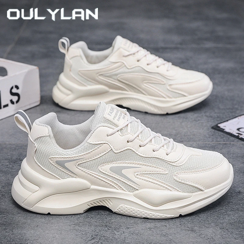 

Oulylan Summer Men Casual Shoes Outdoor Lightweight Sports Shoes Solid Color Breathable Mesh Footwear Lace Up Non-slip Sneakers