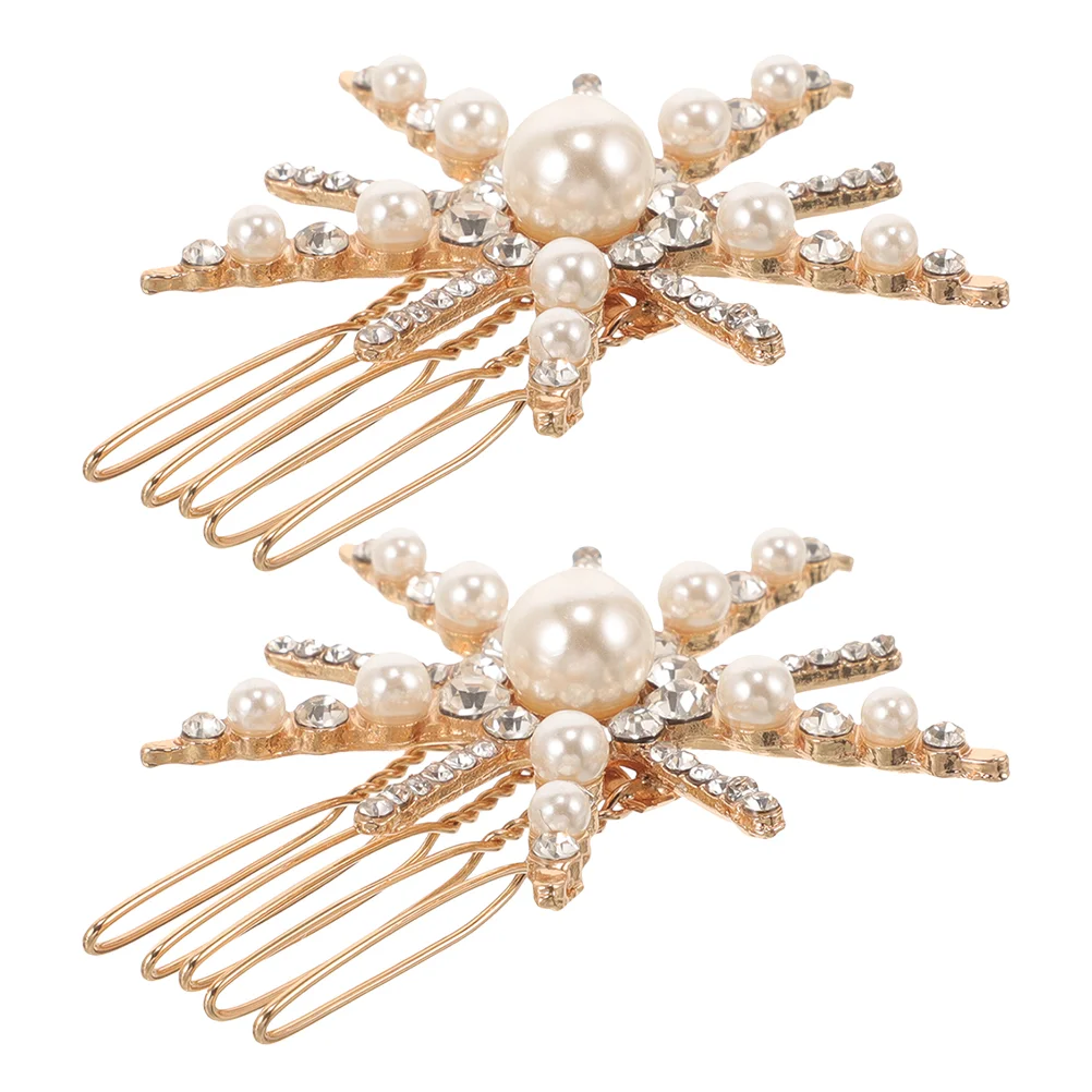 

2 Pcs Sunflower Hair Accessories Comb for Bride Bridal Pins Prom Wedding Girls Accessory Golden Side Combs
