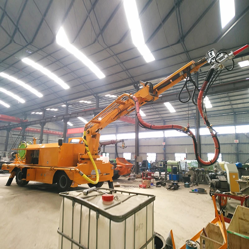Dust Free Concrete Spraying Robot Heavy Duty Trailer Wet Mix Shotcrete Machine For Safe Tunnel Working Environment