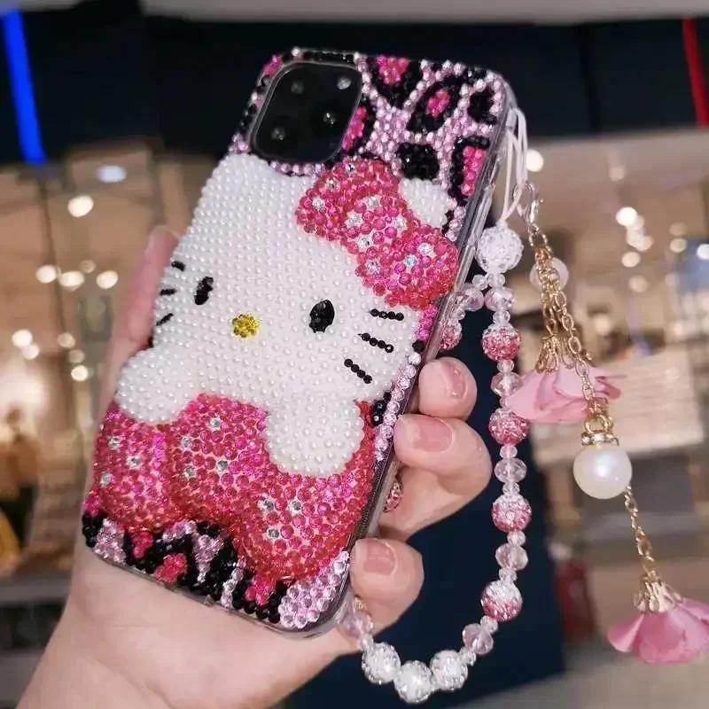 Sanrio for iPhone 15 14 13 Pro Max iPhone Xs iPhone Case 8 plus Rhinestone 7 Cartoon Hello Kitty 11 Protective Case 6 Female 12