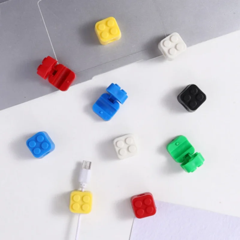 Building Block Shape Cable Clip Desktop Magnetic Cable Holder Home Office Under Desk Cord Cable Organizer Data Line Protection