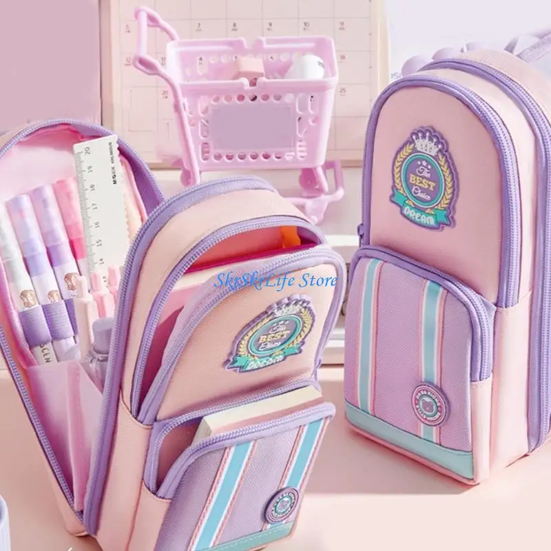 E65E High Capacity Pencil Case With Multiple Sections Multifunctional Pencils Bag For Students Adult School Office Supplies