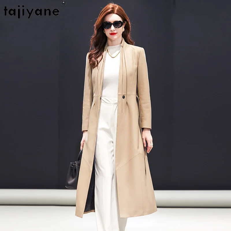 Tajiyane New High Quality Genuine Leather Jacket Women 2023 Real Sheepskin Coat Luxury Long Leather Jackets Elegant Windbreaker