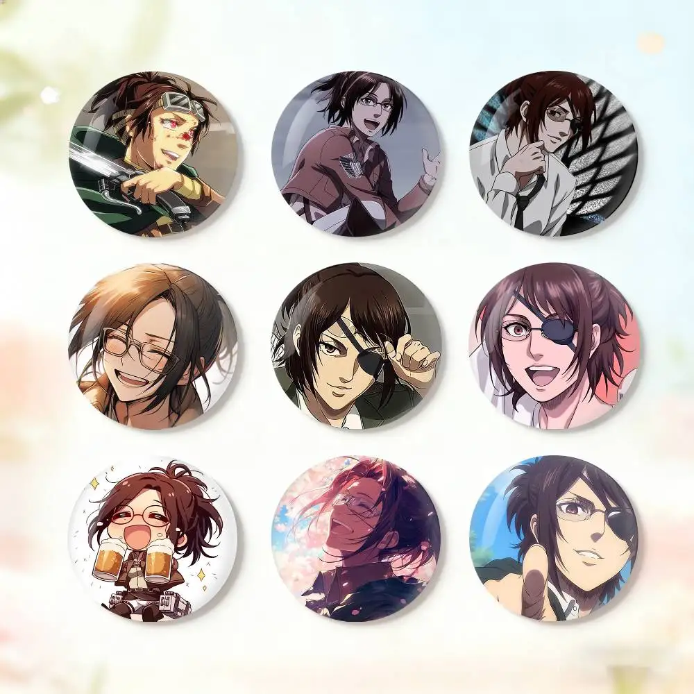 A-Attack on Titan H-Hange Zoe-S Badge fragmentation laser Game Figure Soft Button Pins Handmade Cartoon Round Brooch Bag