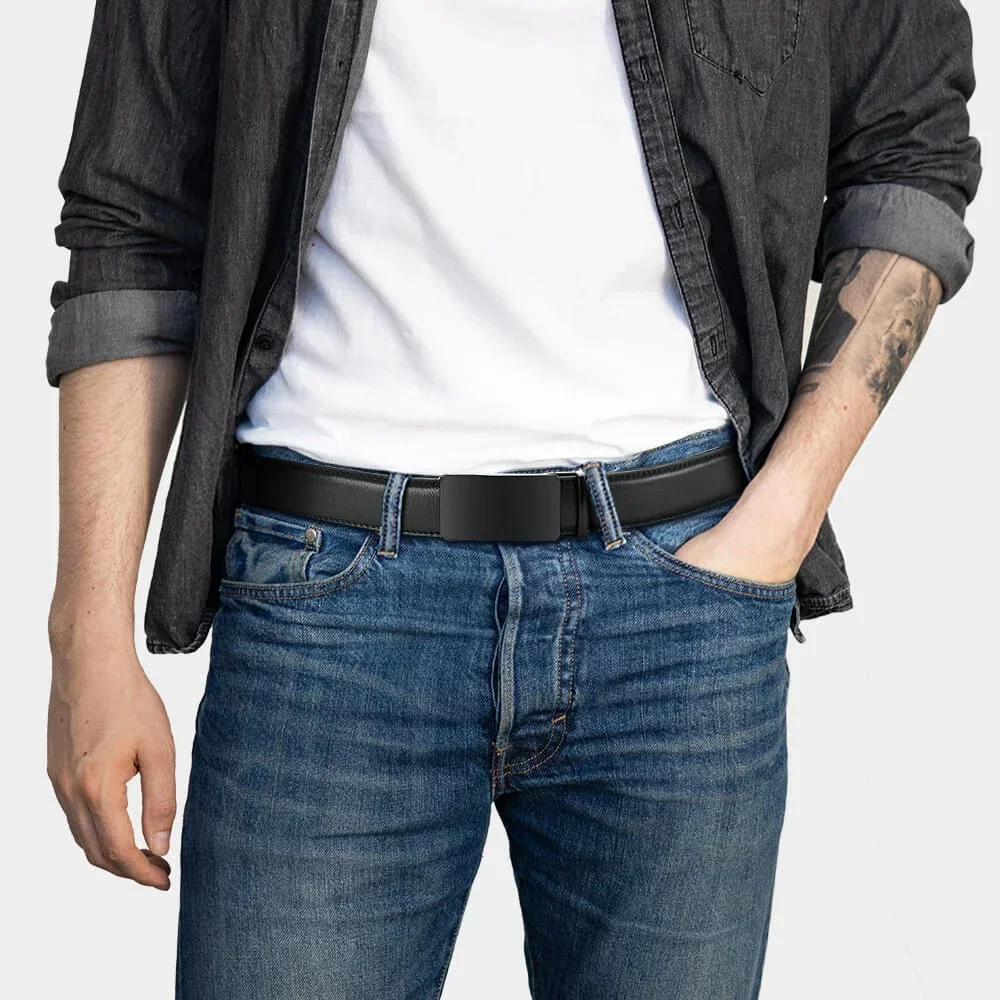 Mens Leather Belt Automatic Genuine Leather Belts Top Quality Cow Strap Adjustable Belts Jeans Belt for Men Gifts 115 125 130cm