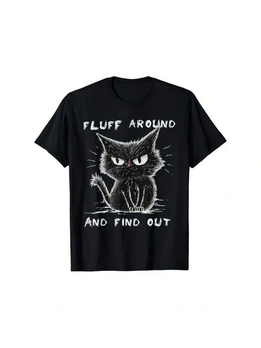 "Fluff Around And Find Out Funny Black Graphic T-Shirt - 100% Tee Men & Women, S-XXXL, Perfect For Attire", Outdoor Casual Shirt  100% Cotton Trendy Y2K Short-Sleeve Tee-Soft, Quick-Drying, Moisture-Wicking, Great Gift for Christmas or Halloween.