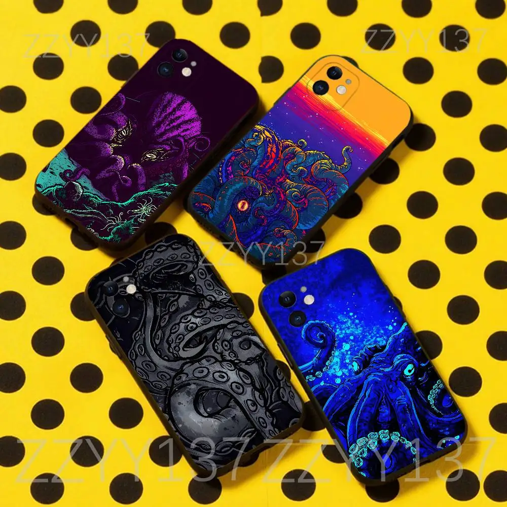 

Cthulhu Mythos Squidward Phone Case For iPhone 17,16,15,14,13,12,11,Pro,Max,Plus,Air,X,XS,XR,SE,8,7,Mini,Soft Black Funda