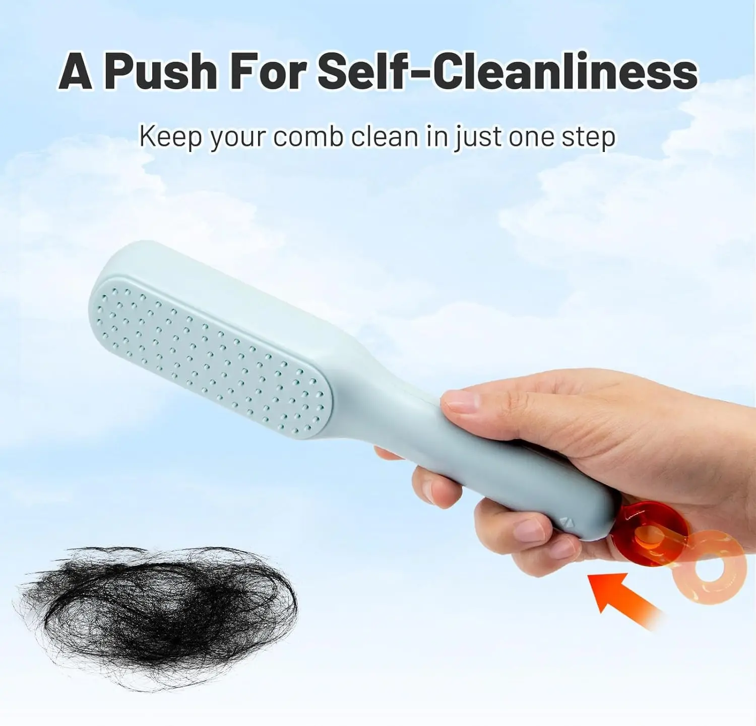 Self-cleaning hairbrush, one-pull massage brush, retractable rotating lifting self-cleaning hairbrushSafety airbag massage brush