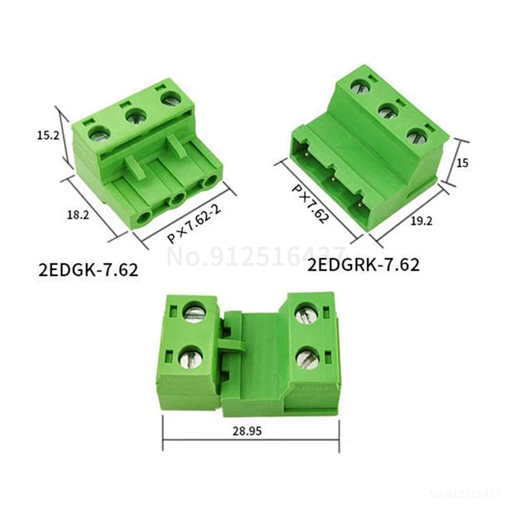 (5 Sets) KF 2EDGRK + 2EDGK 7.62mm Solderless Butt Plug-in Terminal Block Aerial Butt 2EDGKP Set 2~12Pin 15EDGRK + 15EDGK 7.62