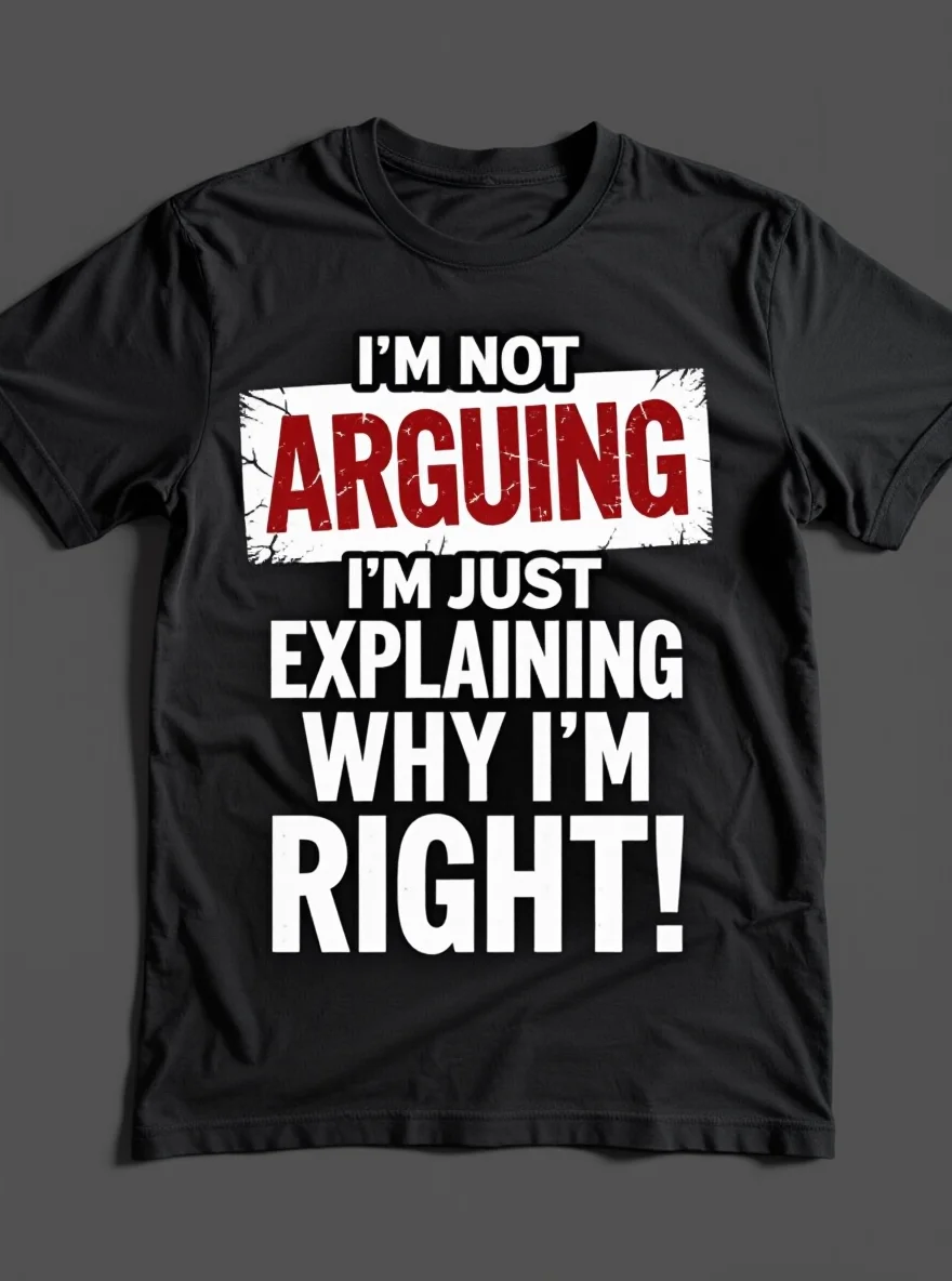 

Men's "I'm Not Arguing I'm Explaining" T-Shirt - 100% Cotton Red Accents Summer Tee