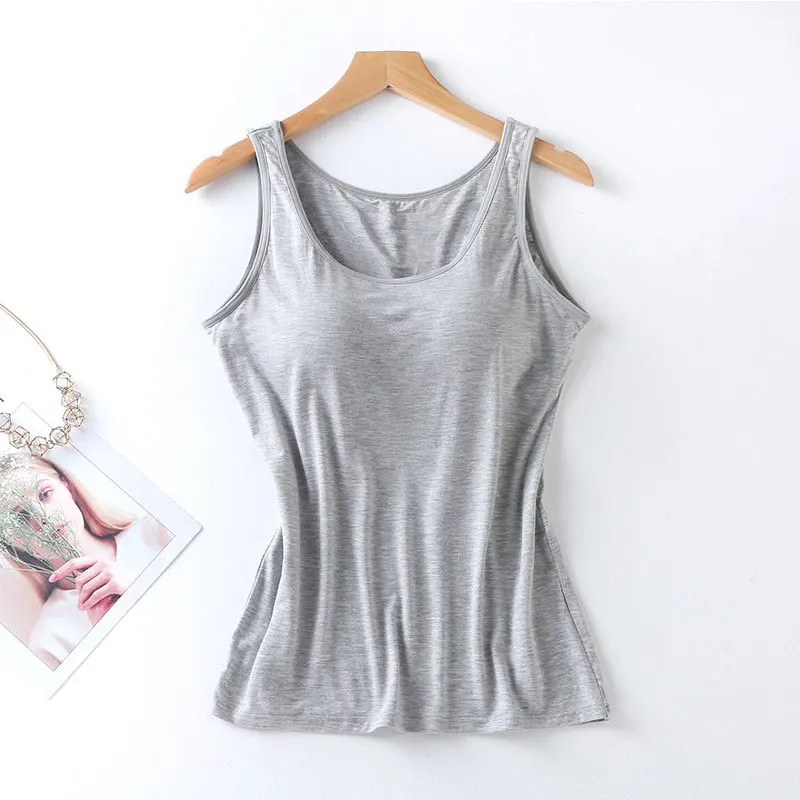 Women's Clothing summer woman Tanks Tops thin bra with chest cushion camisole and vest no steel ring bra underwear Tees Camis