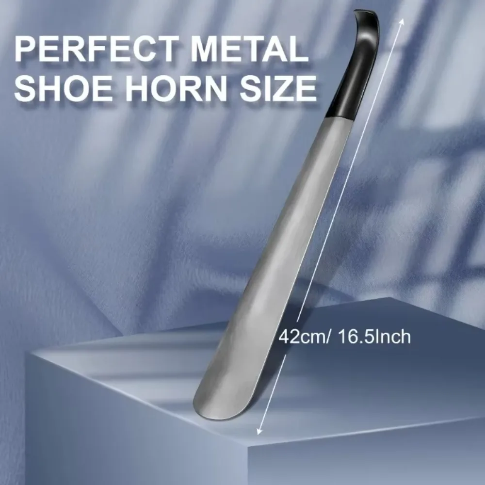 Stainless Steel Shoe Horn Long Handle for Seniors 16.5'' Shoehorn Metal Shoe Horns for Boots Extra Long Shoe Spoon for Men Women