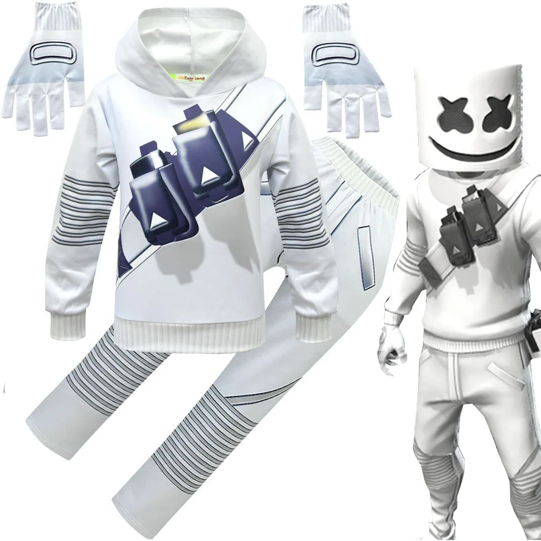 

Kids Electronic Sound Singer DJ Marshmello Costume Boys Halloween Christmas Cosplay Party Costume Hoodie set