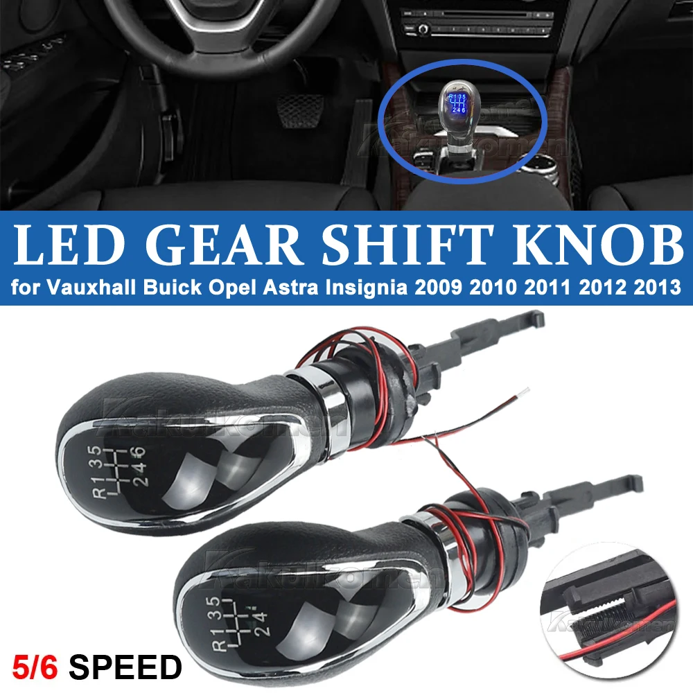 Blue/Red LED 5 6 Speed Car Gear Gear Shift Knob Manual Handle Head Lever for Vauxhall Buick Opel Astra Insignia 2009 2010 2011 2