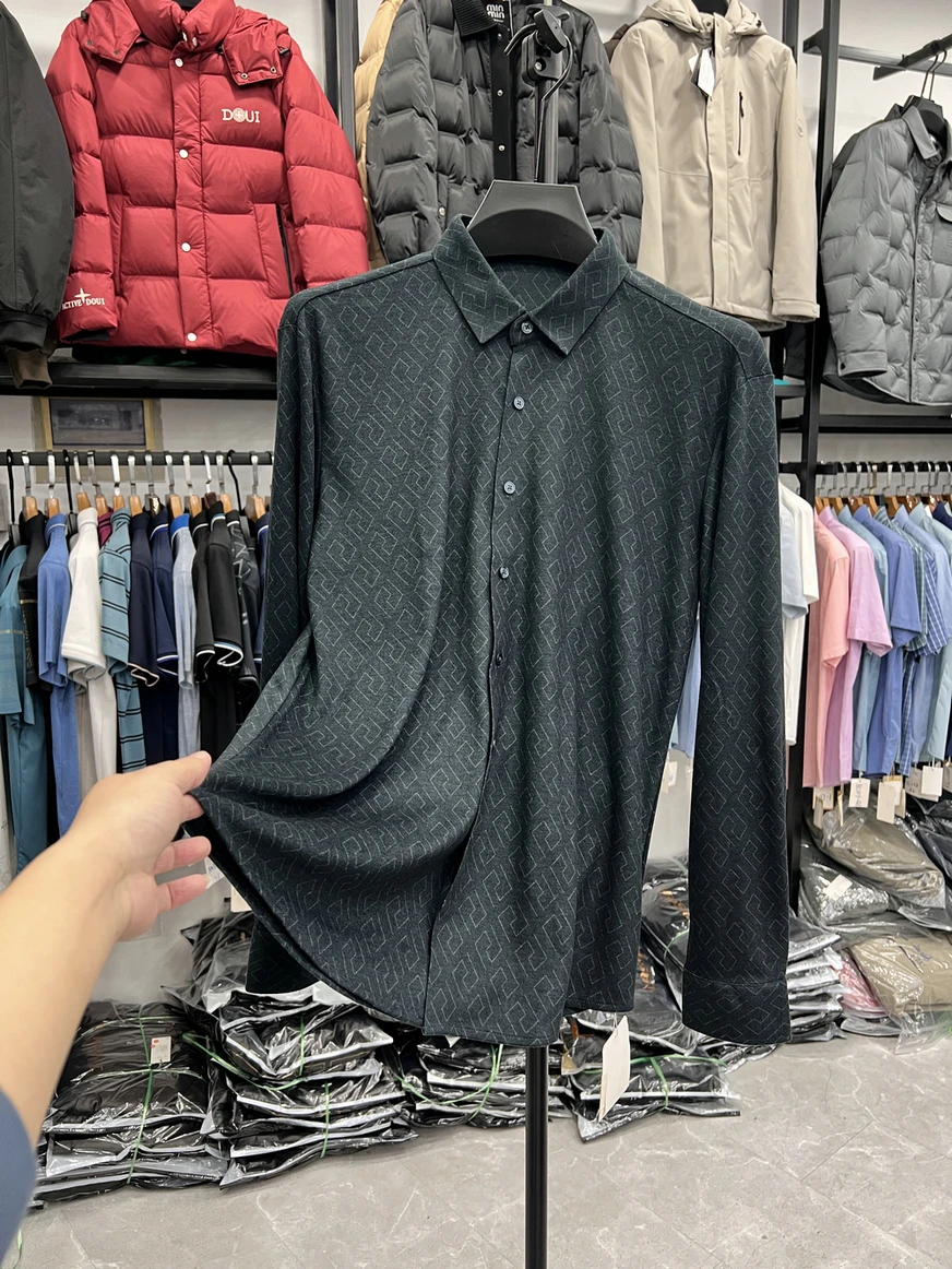 

Soft Long Sleeve Casual Shirt Smooth Skin-Friendly Tagless Business Casual Versatile Autumn Wear Bean Home Flannel Shirt