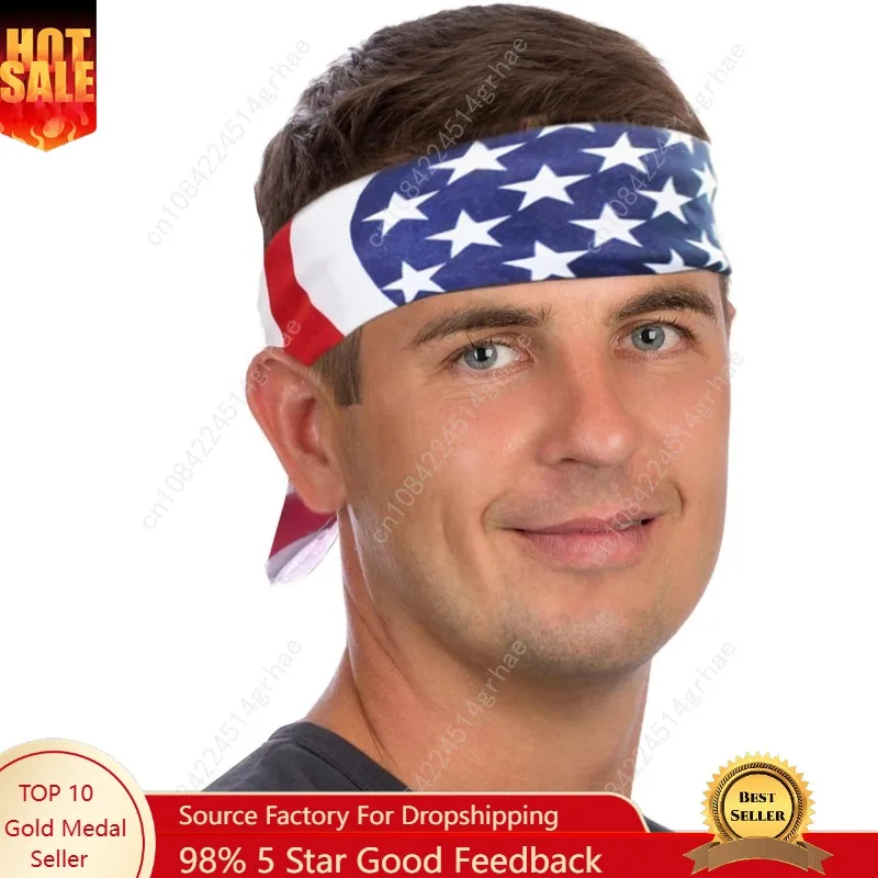 

Costume Adventure American Flag Bandana Headband Men's Patriotic Bandana USA Flag Apparel USA Clothing - One Size