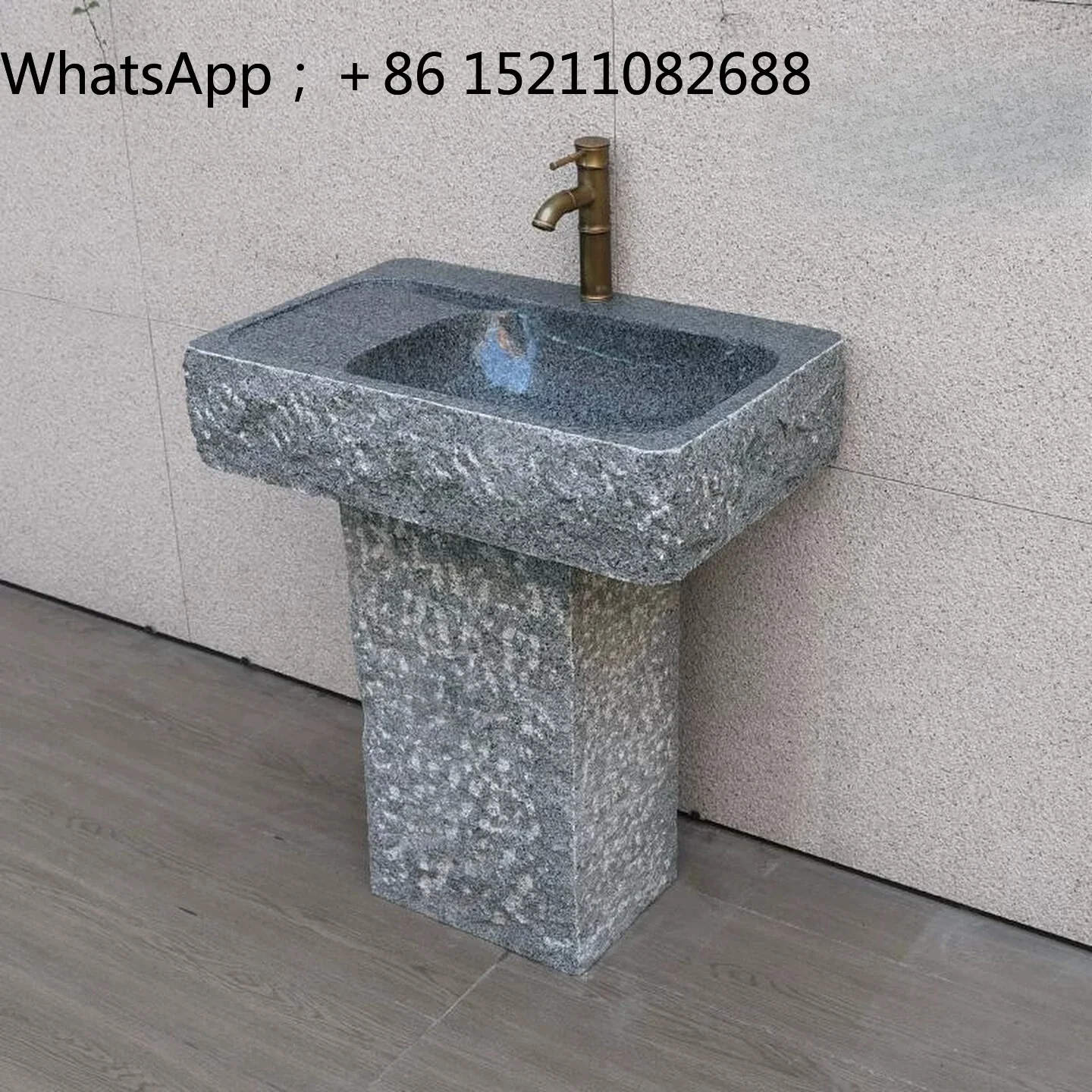 SCY outdoor marble washbasin integrated floor column basin courtyard pool villa washbasin