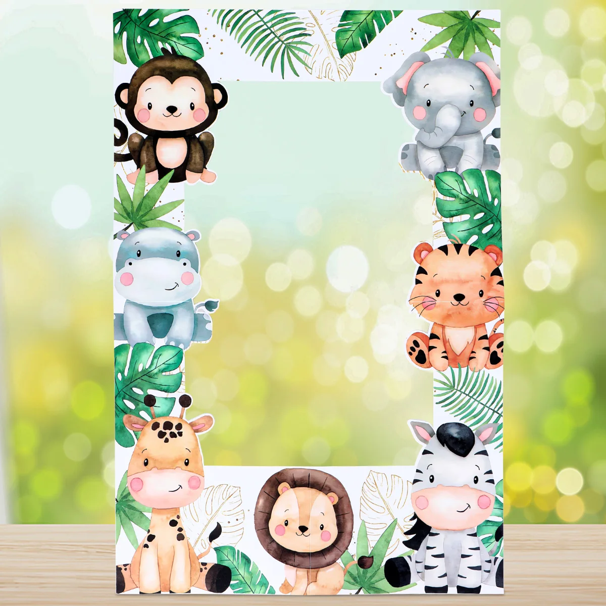 Jungle Animals Frame Photo Prop Tablecloth Birthday Party Decor For Home Kids Baby Shower Wild One Safari Party Supplies