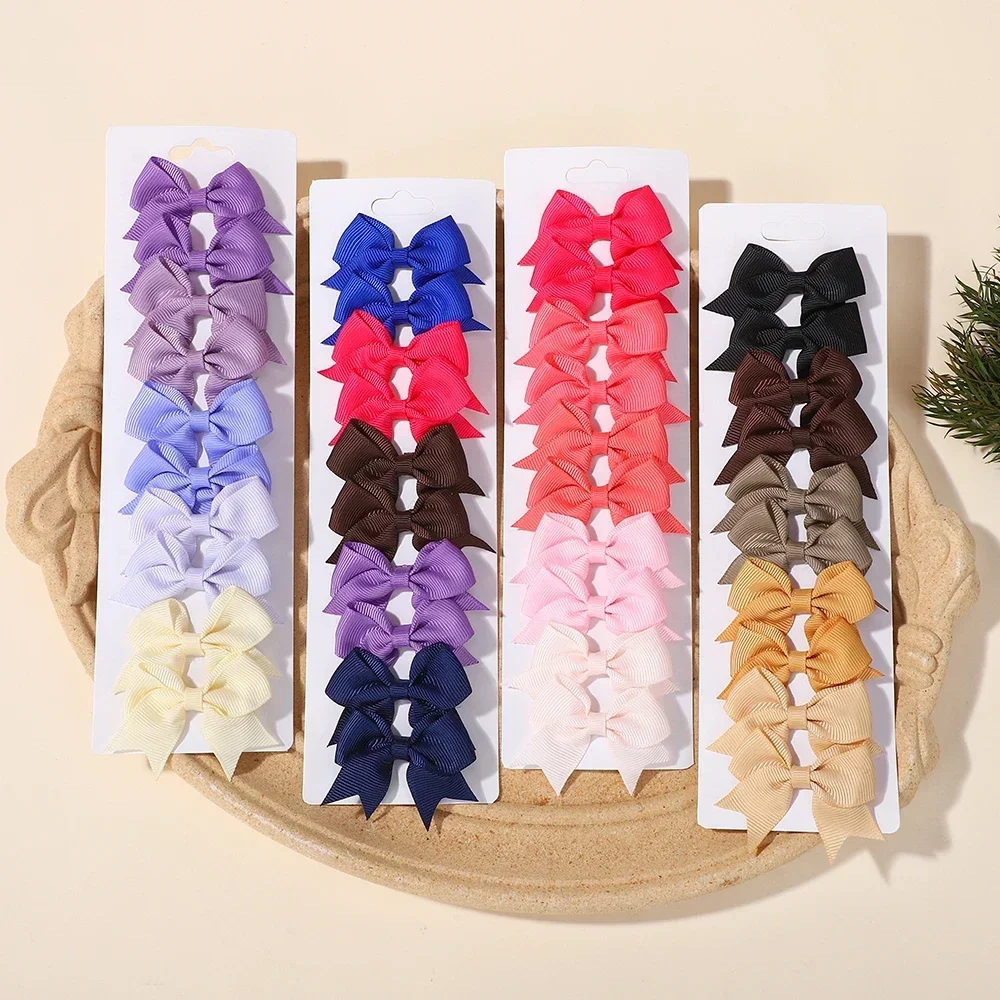 10 шт., классические ленты с бантиками, детские заколки для волос для девочек, детские однотонные милые заколки для волос, головные уборы ручной работы, аксессуары для волос, подарки